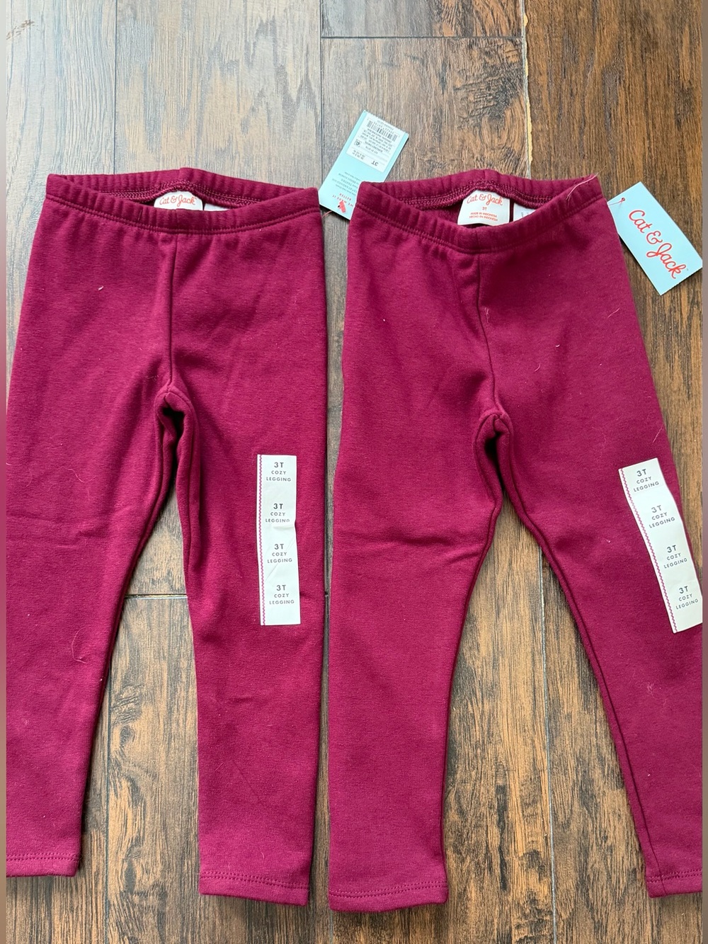 Cat & Jack Maroon Girls' Cotton Blend Leggings - 3T 2 pack
